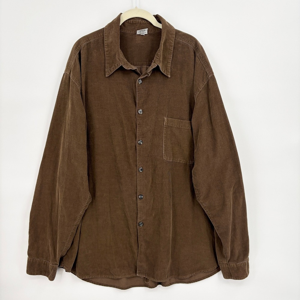 CP Shades Mens XL Shirt Brown Fine Wale Corduroy Long Sleeve Button Down
